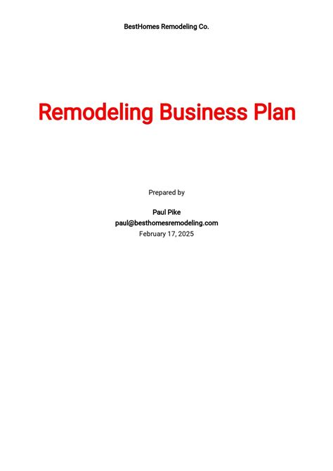 Remodeling Business Plan